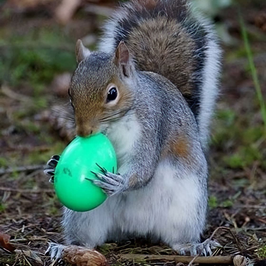 Squirrel with Easter egg
